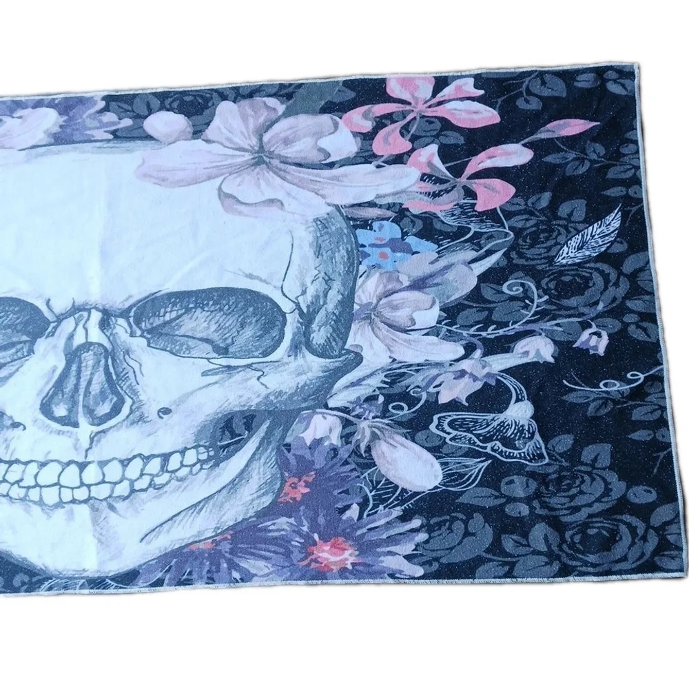 Skull Flowers Terry Cloth Beach Towel Tapestry 27x58